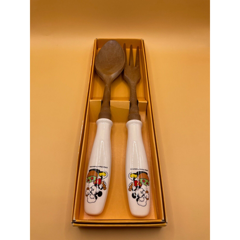 Vintage Walt Disney Mickey Mouse Salad Serving Fork and Spoon Retro